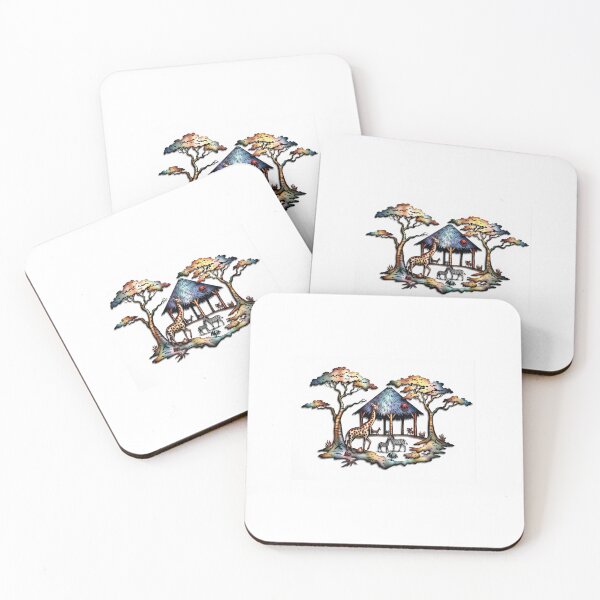 Item preview, African Animals near Hut designed and sold by tambanow.