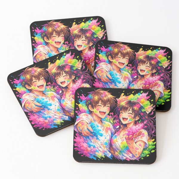 Item preview, Colorful Anime Love – Romantic Holi Festival Couple Sticker designed and sold by CutePearlStudio.