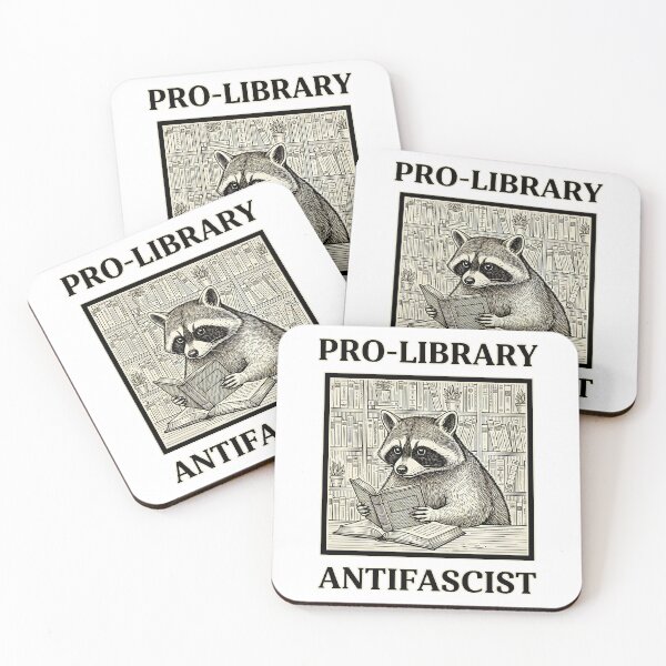 Item preview, Pro-Library Antifascist Raccoon designed and sold by kittyonmyofoot.