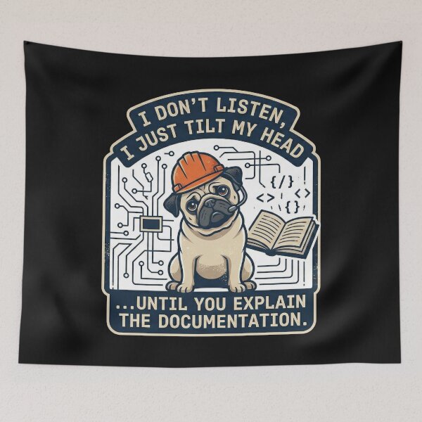 Item preview, I Don’t Listen, I Just Tilt My Head Until You Explain the Documentation designed and sold by Christopher Faxon.