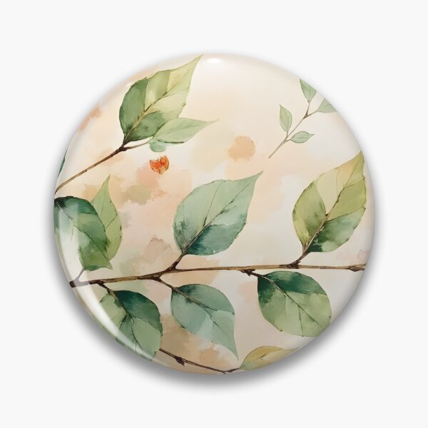 Aperçu de l'œuvre Branche botanique à l'aquarelle – Feuilles et fleurs aux tons pastel doux | Décoration murale minimaliste nature et style cottagecore créée et vendue par Nene's design.