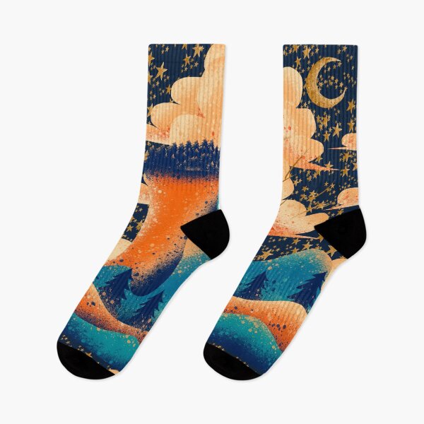 Item preview, Dreamy Autumn Night Landscape - Golden Stars Moon Scene designed and sold by TheArtOfTreble.