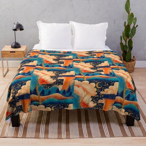 Item preview, Dreamy Autumn Night Landscape - Golden Stars Moon Scene designed and sold by TheArtOfTreble.