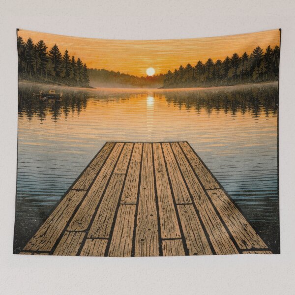 Item preview, Kawartha Lakes Ontario Quiet Cedar Dock at Sunrise designed and sold by scicilysimonee.
