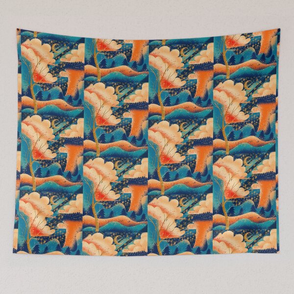 Item preview, Dreamy Starry Autumn Night - Golden Moon & Shooting Stars designed and sold by TheArtOfTreble.