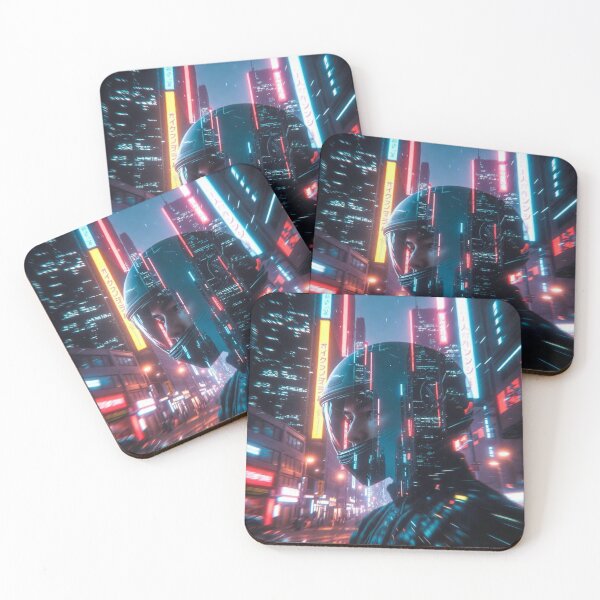 Item preview, Cyberpunk Neon Rain Reflection – Futuristic Helmet in Blurred Tokyo Night designed and sold by RadaQueen.