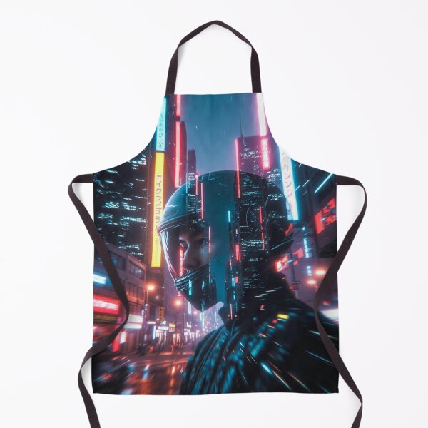 Item preview, Cyberpunk Neon Rain Reflection – Futuristic Helmet in Blurred Tokyo Night designed and sold by RadaQueen.