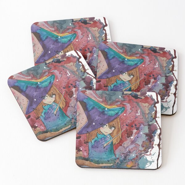 Item preview, Watercolor Witch Girl - Starry Magical Hat Portrait designed and sold by TheArtOfTreble.