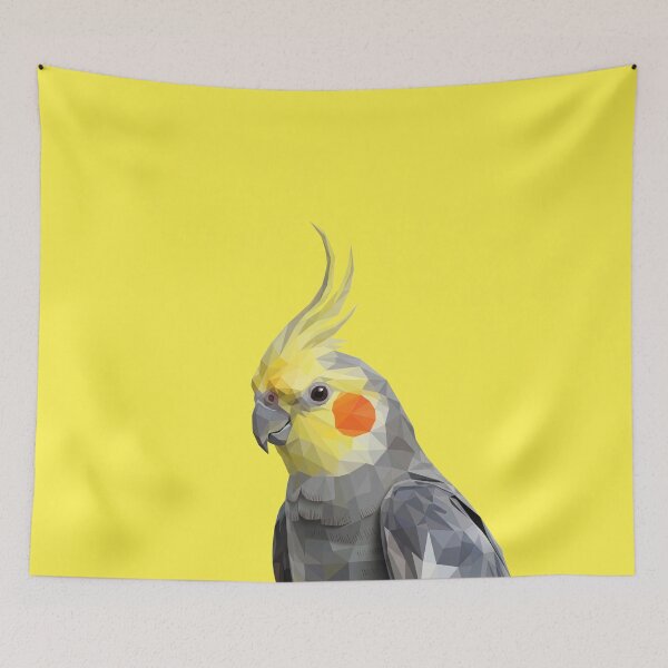 Item preview, Geometric Cockatiel - Low Poly Bird Art - Grey and Yellow Parrot designed and sold by Wennebabs.