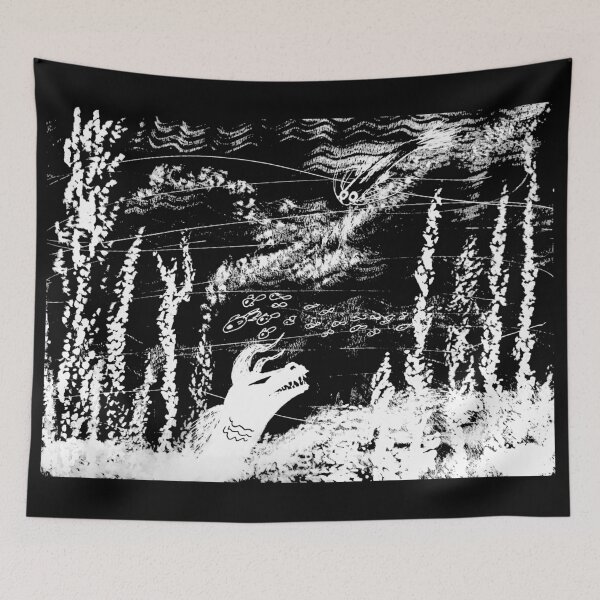 Item preview, "Deep Sea Monster - Scratchboard Horror Ocean Scene designed and sold by TheArtOfTreble.