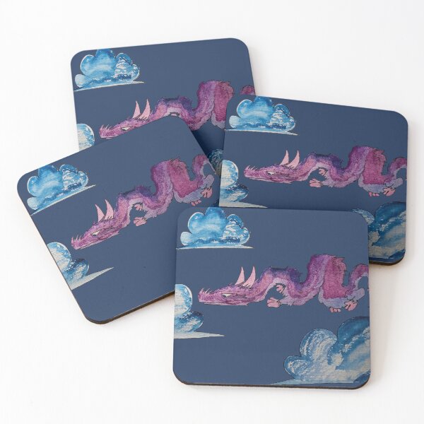 Item preview, "Purple Dragon Clouds Pattern - Cute Fantasy Watercolor designed and sold by TheArtOfTreble.
