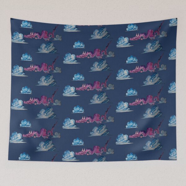 Item preview, "Purple Dragon Clouds Pattern - Cute Fantasy Watercolor designed and sold by TheArtOfTreble.
