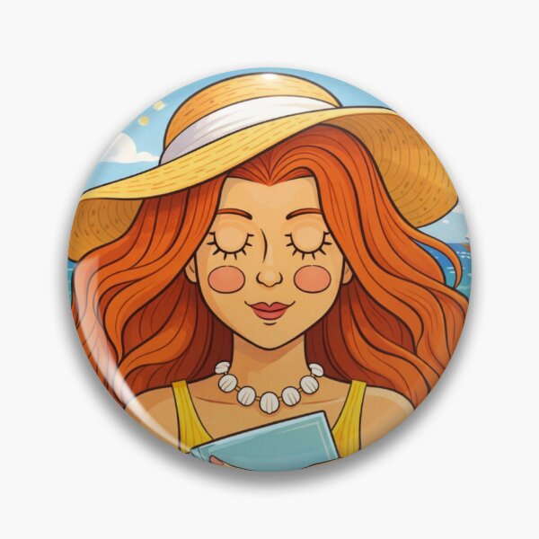 Item preview, Summer Is for Reading – Redhead Girl Reading at the Beach designed and sold by Yhanartstudio.