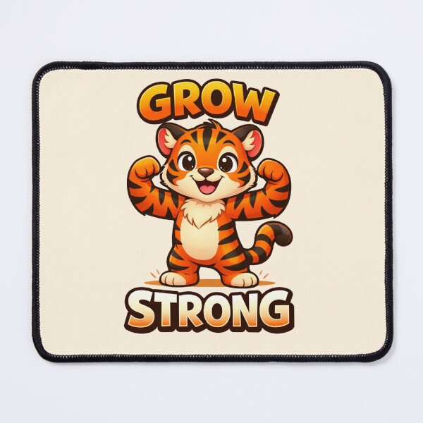 Item preview, Grow Strong Cute Tiger – Motivational Kids Fitness Cartoon Design designed and sold by tareankush.