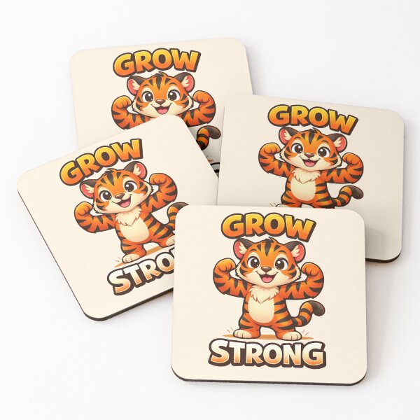 Item preview, Grow Strong Cute Tiger – Motivational Kids Fitness Cartoon Design designed and sold by tareankush.