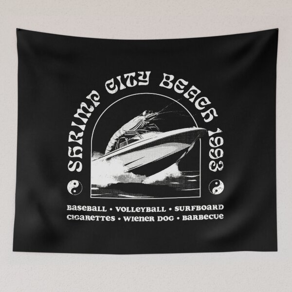 Item preview, Shrimp City Beach 1993 Baseball Volleyball Surfboard Cigarettes Wiener Dog Barbecue designed and sold by badis amroune.