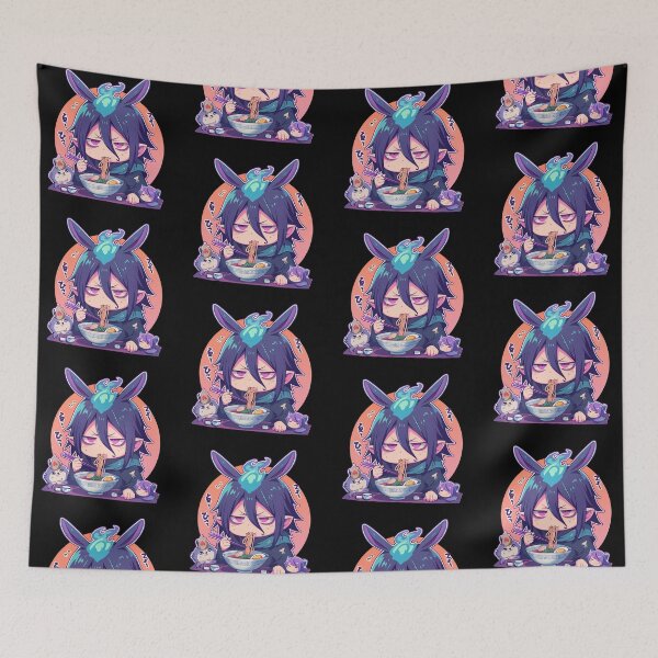Item preview, Mephisto Pheles Blue Exorcist Chibi Ramen Bunny Ears Blue Flames designed and sold by mildaclairmo.