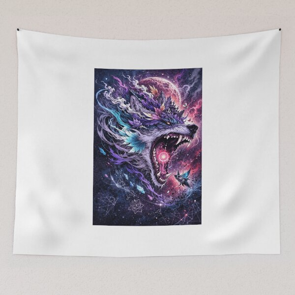 Item preview, Cosmic Wolf Head Fantasy Illustration designed and sold by satorindale.