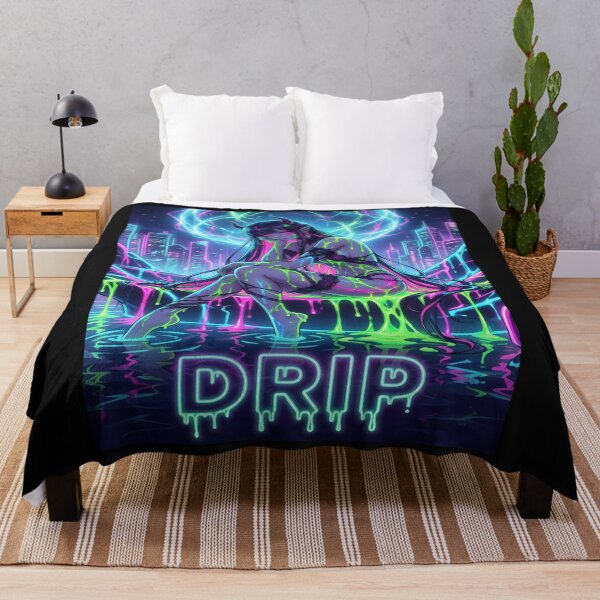 Item preview, Neon Devil Girl Drip Art designed and sold by ChiqueAvenue.