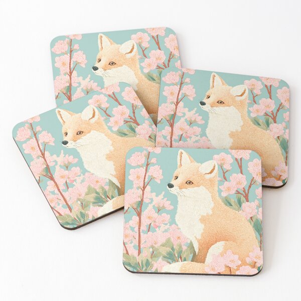 Item preview, Adorable Baby Fox in Blooming Spring Forest – Pastel Woodland Illustration designed and sold by BobaBunny76.