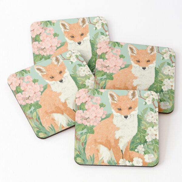 Item preview, Adorable Baby Fox in Blooming Spring Forest – Pastel Woodland Illustration designed and sold by BobaBunny76.