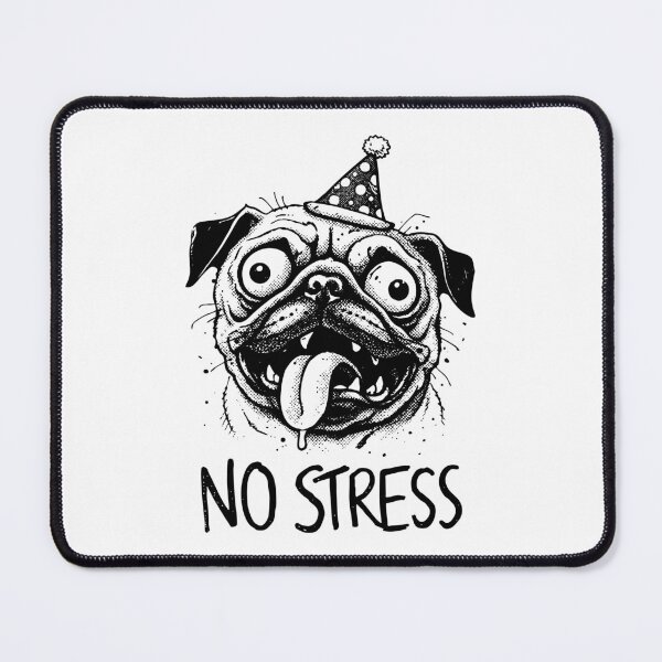 Item preview, No Stress – Funny Pug Illustration with Chill Vibes designed and sold by majesty-prints.