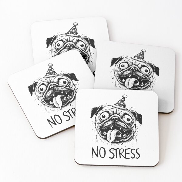Item preview, No Stress – Funny Pug Illustration with Chill Vibes designed and sold by majesty-prints.