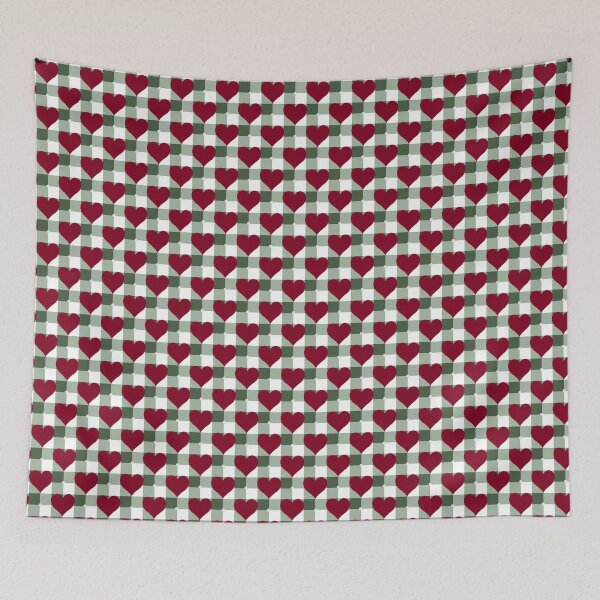 Item preview, Cuadros verdes adornados con corazones rojos designed and sold by KatelynDesigns-.
