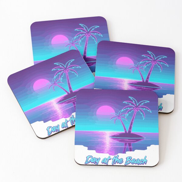 Item preview, Day at the Beach Synthwave T-Shirt – Retro Vaporwave Neon Sunset Palm Tree Aesthetic Design designed and sold by Design-Pro-21.