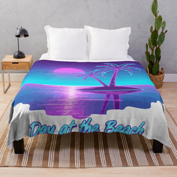 Item preview, Day at the Beach Synthwave T-Shirt – Retro Vaporwave Neon Sunset Palm Tree Aesthetic Design designed and sold by Design-Pro-21.