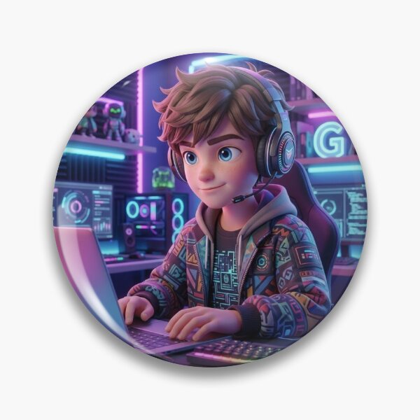 Artikelvorschau, Neon Gamer Boy – Niedliches 3D-Streaming-Setup im Cartoon-Stil entworfen und verkauft von TrendTonic1.