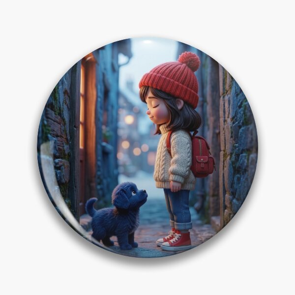Item preview, Little Girl & Puppy in Cozy Alley – Cute 3D Autumn Illustration designed and sold by TrendTonic1.