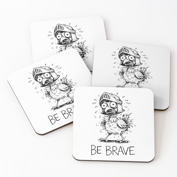 Item preview, Be Brave – Funny Terrified Chicken Illustration designed and sold by majesty-prints.