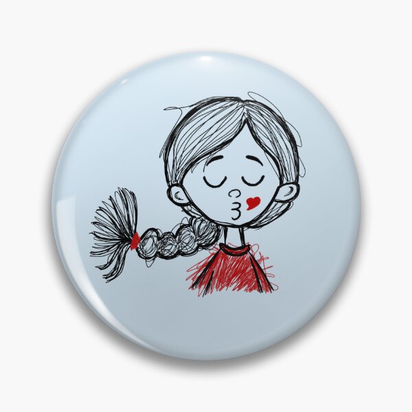 Artikelvorschau, Niedlicher Kuss-Kritzel-Mädchen-Reaktionssticker | Romantische Herz-Doodle-Figur | Süße Liebesstimmung-Cartoon entworfen und verkauft von Moodypops.