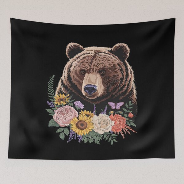 Item preview, Bear Nature Floral Grizzly Bear Face Animal Bear Lover designed and sold by joyouartArt.