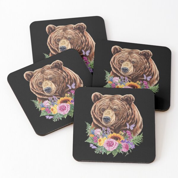 Item preview, Bear Nature Floral Grizzly Bear Face Animal Bear Lover  designed and sold by joyouartArt.