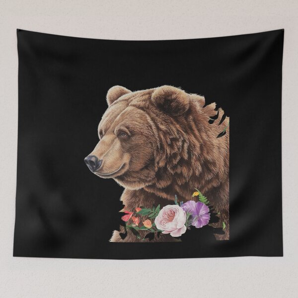 Item preview, Bear Nature Floral Grizzly Bear Face Animal Bear Love designed and sold by joyouartArt.