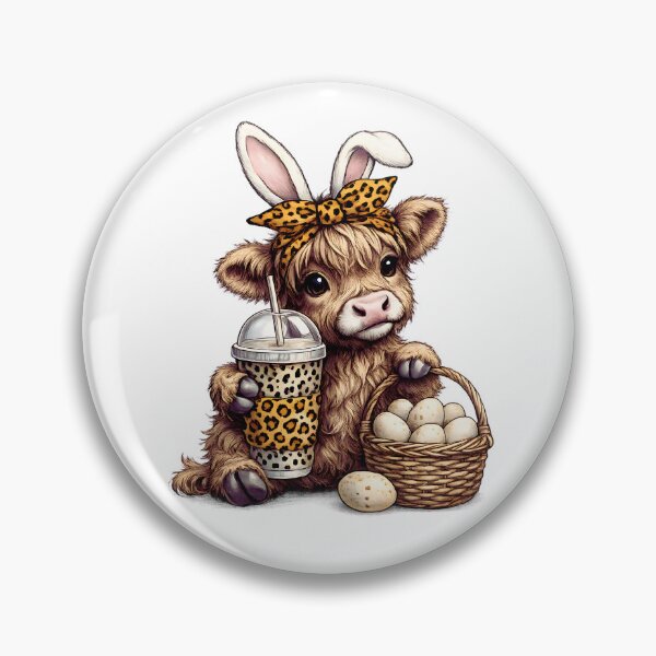 Item preview, Easter Highland Cow with Leopard Print designed and sold by Lbeck1869.