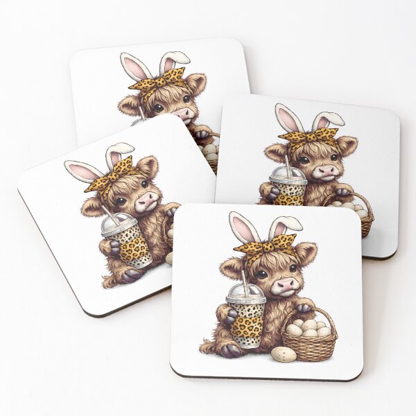 Item preview, Easter Highland Cow with Leopard Print designed and sold by Lbeck1869.
