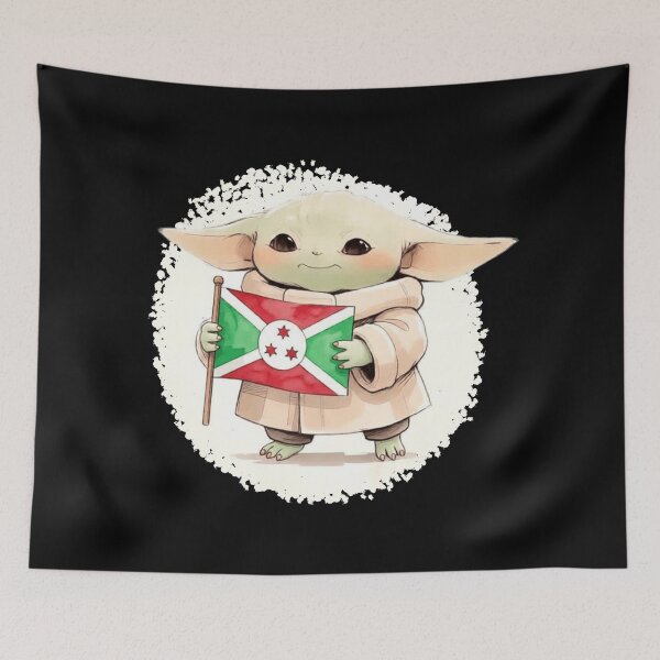 Item preview, BABY YODA WITH BURKINA FASO FLAG designed and sold by LIS AND MELIVERSO.