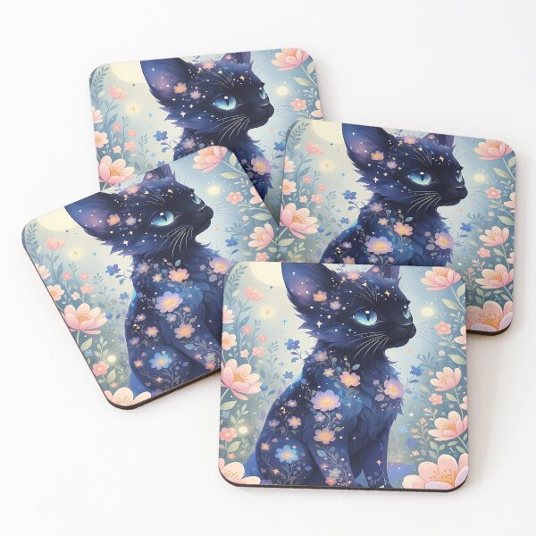 Item preview, Enchanted Black Cat in Floral Garden designed and sold by Daniel Abdelmaseih.