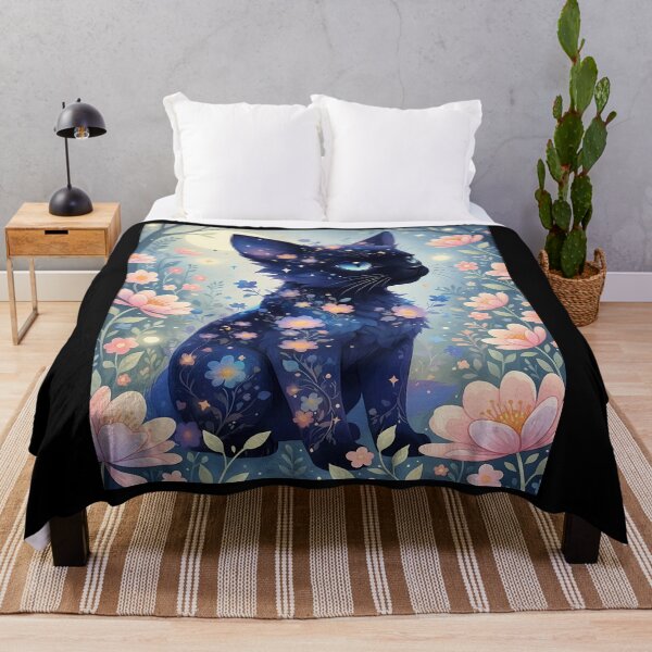 Item preview, Enchanted Black Cat in Floral Garden designed and sold by Daniel Abdelmaseih.
