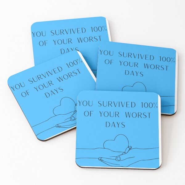 Item preview, You survived 100% of your worst days - Inspirational Quote Illustration  designed and sold by Mastalina99.