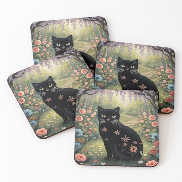 Item preview, Black Cat in a Floral Garden designed and sold by Daniel Abdelmaseih.