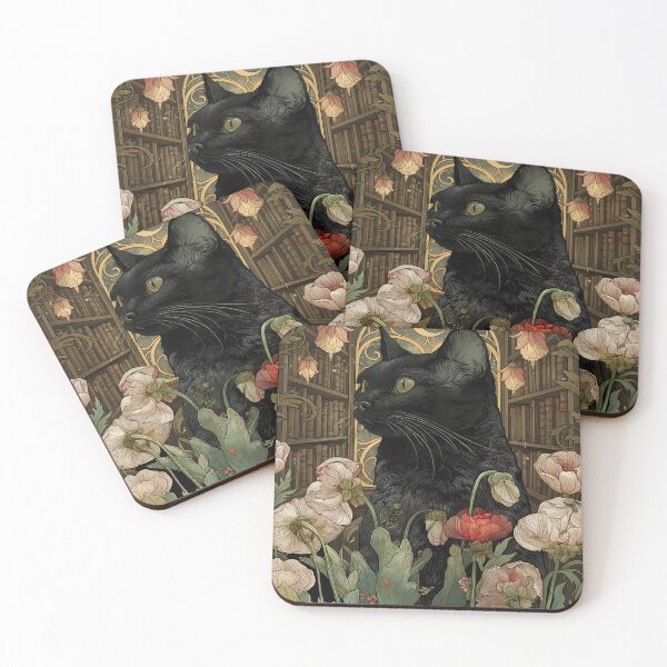 Item preview, Black Cat in a Floral Library designed and sold by Daniel Abdelmaseih.