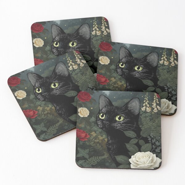 Item preview, Black Cat in a Moonlit Garden designed and sold by Daniel Abdelmaseih.