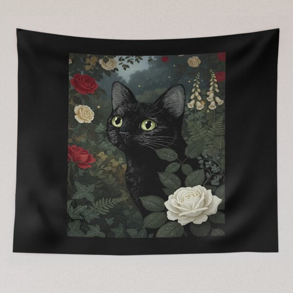 Item preview, Black Cat in a Moonlit Garden designed and sold by Daniel Abdelmaseih.