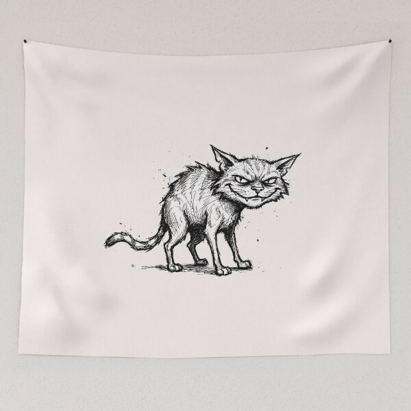 Item preview, Sarcastic Manic Cat - Unhinged Chaotic Ink Sketch Humor designed and sold by SylwiaPrint.