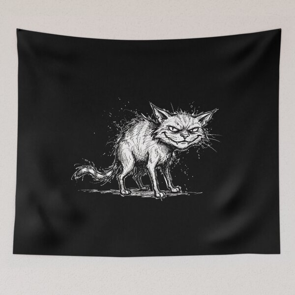Item preview, Sarcastic Manic Cat - Unhinged Chaotic Ink Sketch Humor designed and sold by SylwiaPrint.