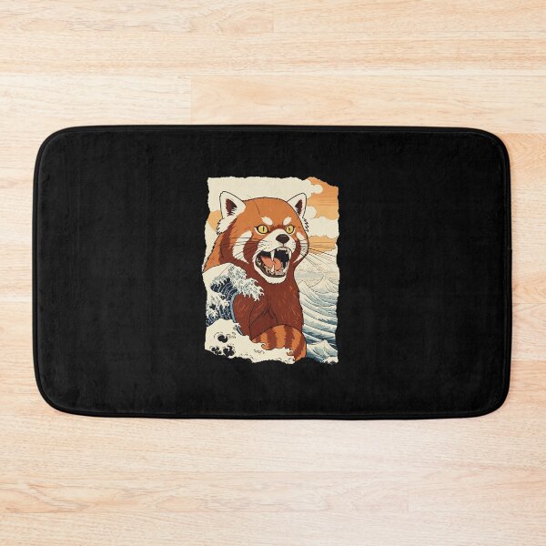 Item preview, Red Panda Great Wave Japanese Style Vintage Illustration designed and sold by JEFDodsonArt.